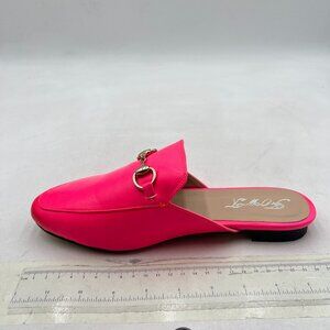 FOWT Pink Slip-On Mules Flats Shoes with Buckle,Round Toe | Backless Loafer Shoe
